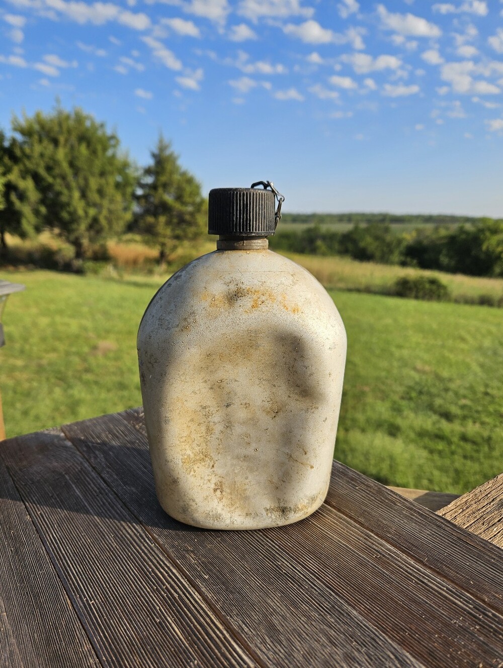 Vintage 1954 US Army Military Aluminum Canteen Korean War Era Plastic Cap GI